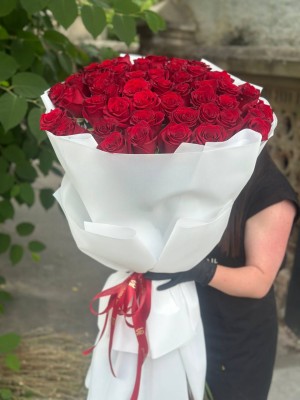 51 червоної троянди 120 см