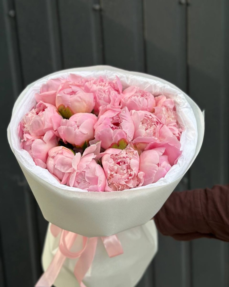 Bouquet "15 pink peonies"
