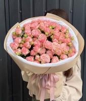 Large bouquet of bushy peony roses